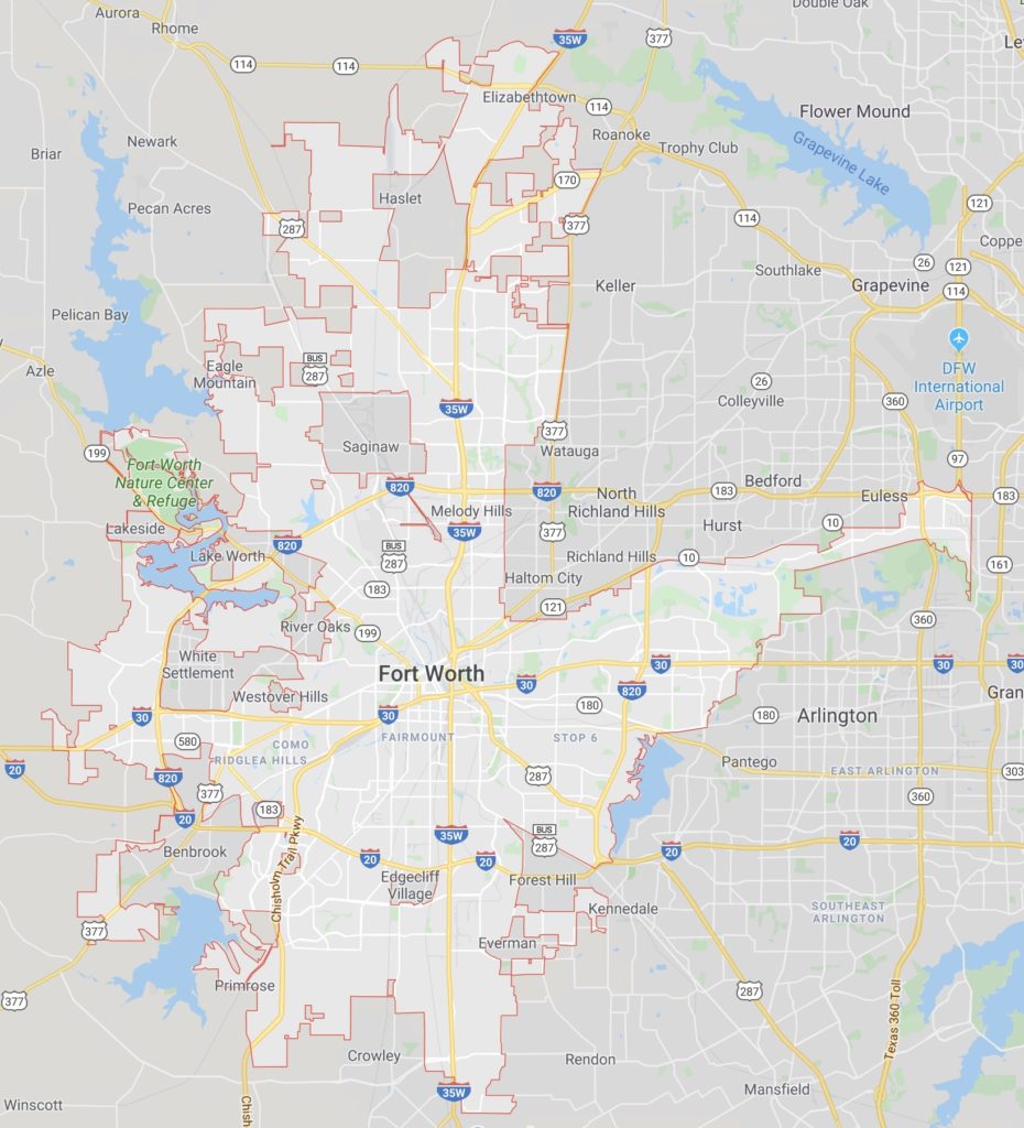Map of Fort Worth, Tx.